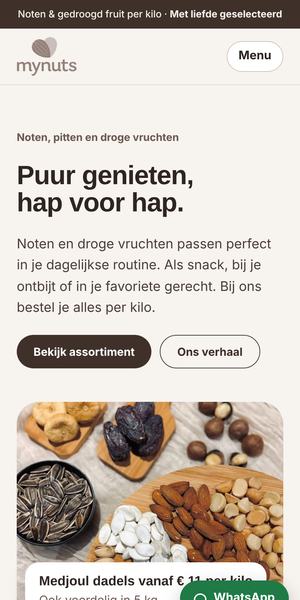 Website van mynuts op een telefoon