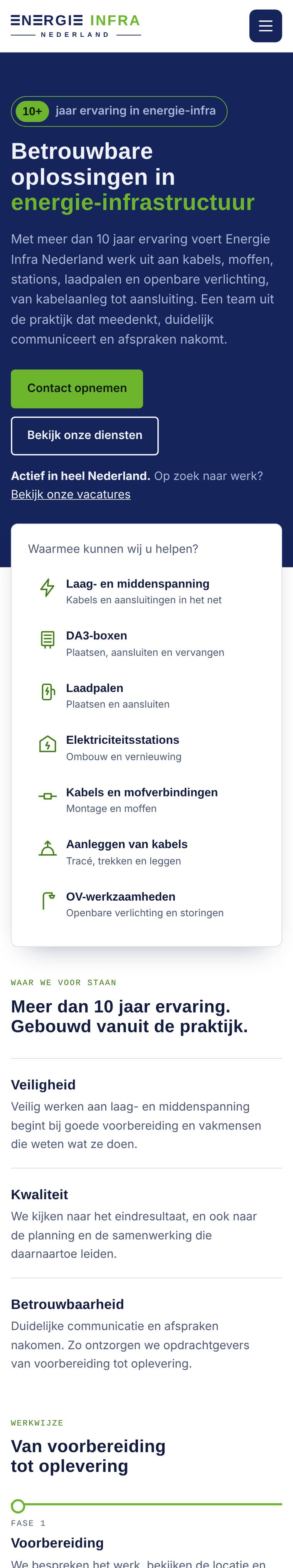 Voorpagina van de website van Energie Infra Nederland